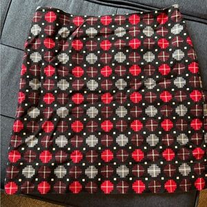 Talbots Red and Gray Geometric Mini Skirt